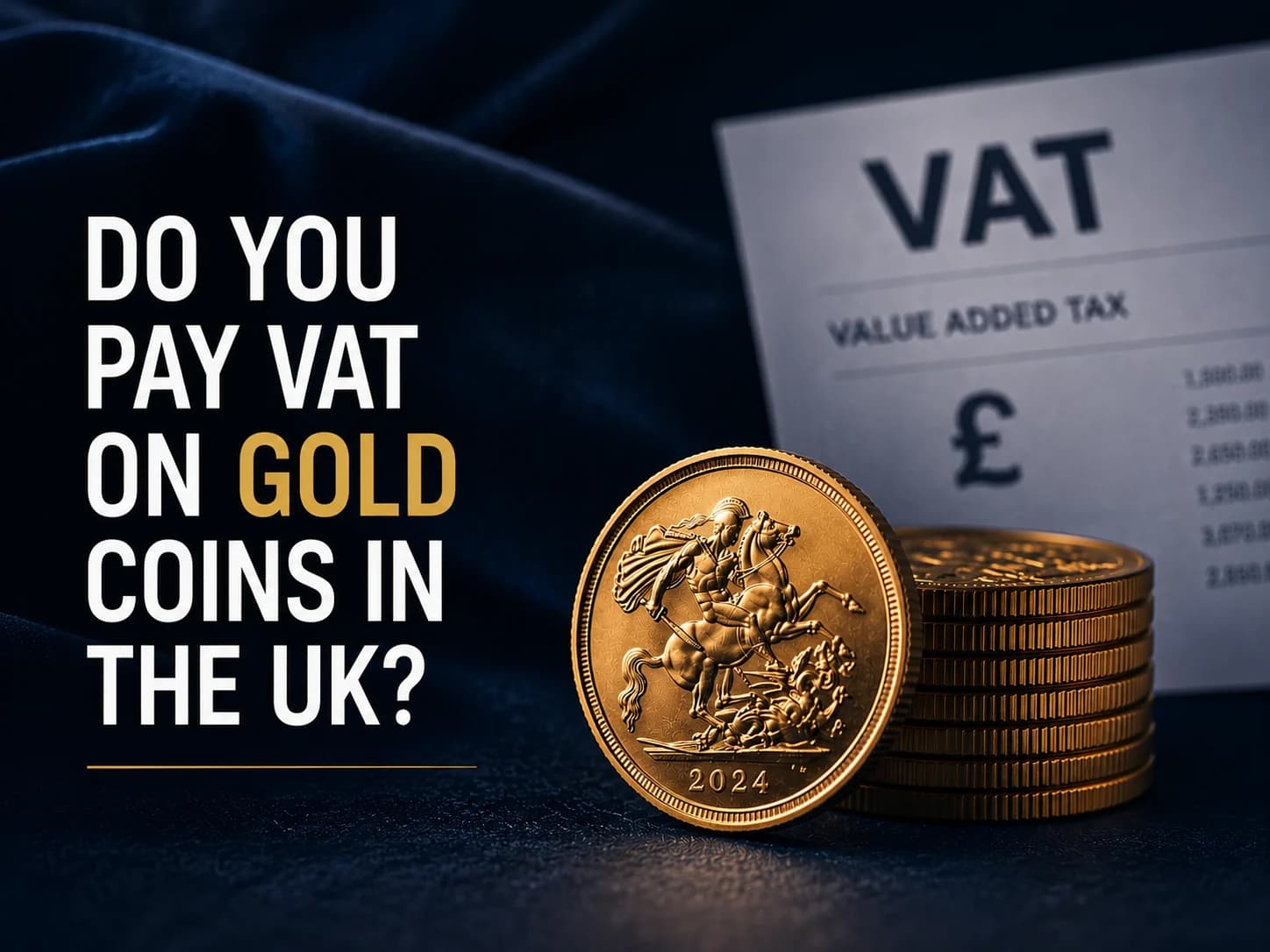 Gold coins arranged beside a VAT form