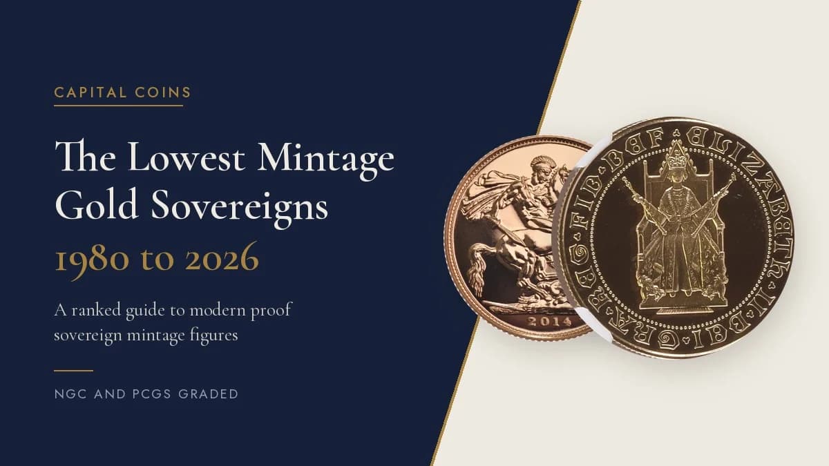 A row of gold proof sovereigns from across the modern series